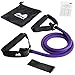 REEHUT Single Resistance Band Exercise Tube with Handle, Door Anchor and Manual, for Resistance Training, Physical Therapy, Home Workouts, Fitness, Pilates, Boxing Strength Training - Purple