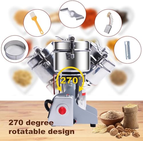Molinillo Eléctrico Grano 800 g, 3000W y 110 V Cobre Tipo Oscilante, Molinillo Eléctrico de Acero Inoxidable, Molino de Maiz, Molino para Cafe Grano