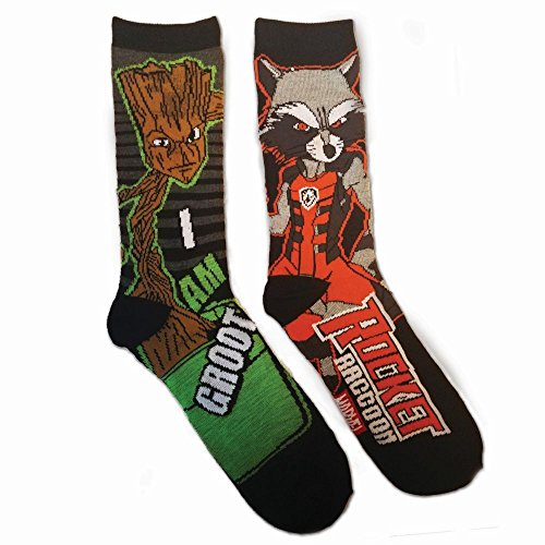 Marvel Guardians Of The Galaxy Rocket and Groot 2 Pack mens Crew Socks