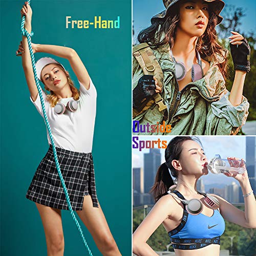 Portable Hands Free Neckband Fan, Cooling Folding Fan USB Rechargeable