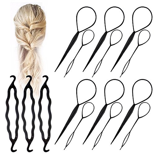 Topsy Tail Hair Styling Tool, Pack of 6 Tail Hair Styling Braid Hair Pull Through Tool Ponytail Bun Maker Ponytail Maker Styling Tool Hair Styling Accessories Kit for Women