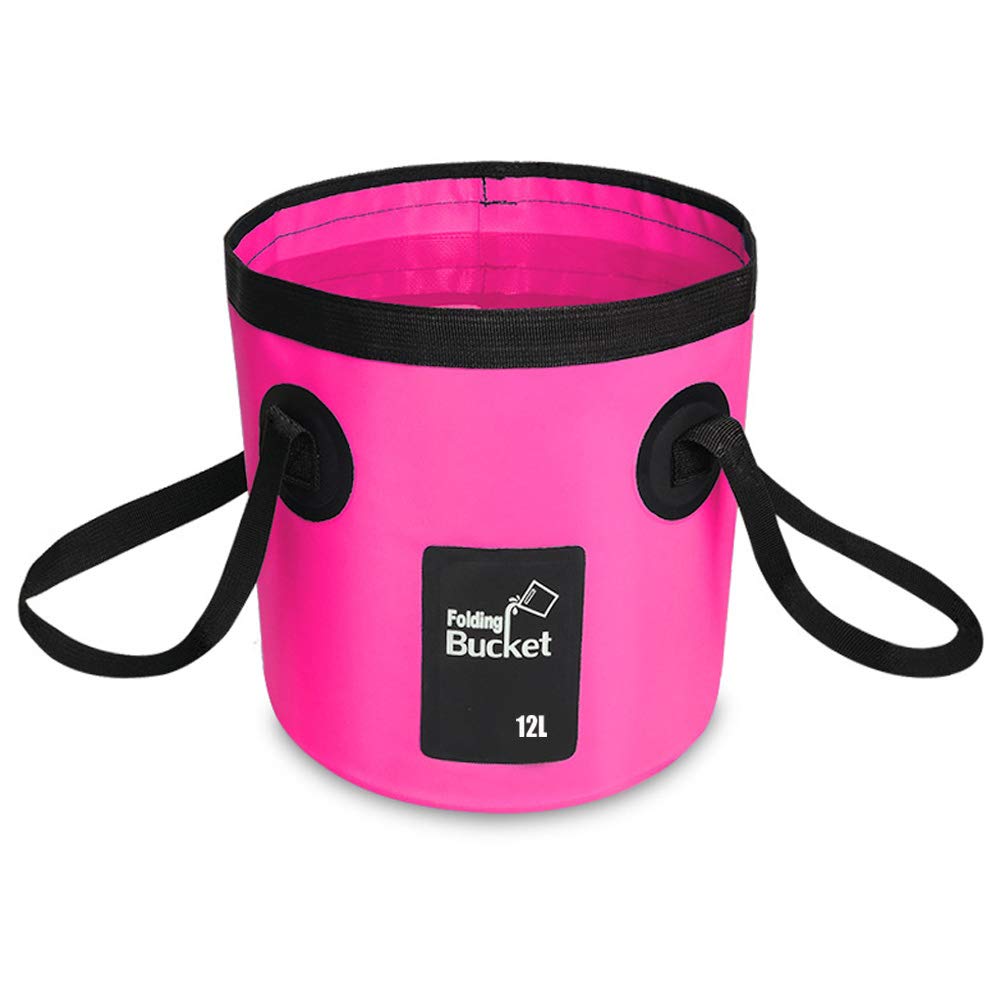 YAVO-EU Collapsible Folding Bucket Portable 12L PVC Tarpaulin Pink