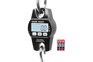 Fuzion Hanging Scale 660lb, Heavy Duty Crane Scale, Aluminum Body, Stainless Steel Hook, Hoyer Lift Scale with Hold/Tare, Dig