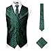 ZEROYAA Men's 3pc Paisley Jacquard Vest Set Necktie Pocket Square Set for Suit or Tuxedo ZLSV14 Green Black Medium