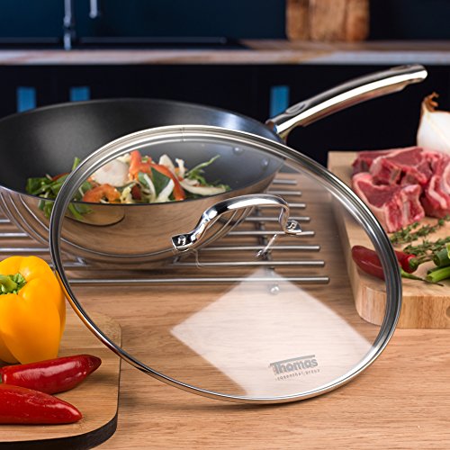 Thomas 1404908 Cook & Pour Teflon Wok Stir Fry Pan with Tempered Glass