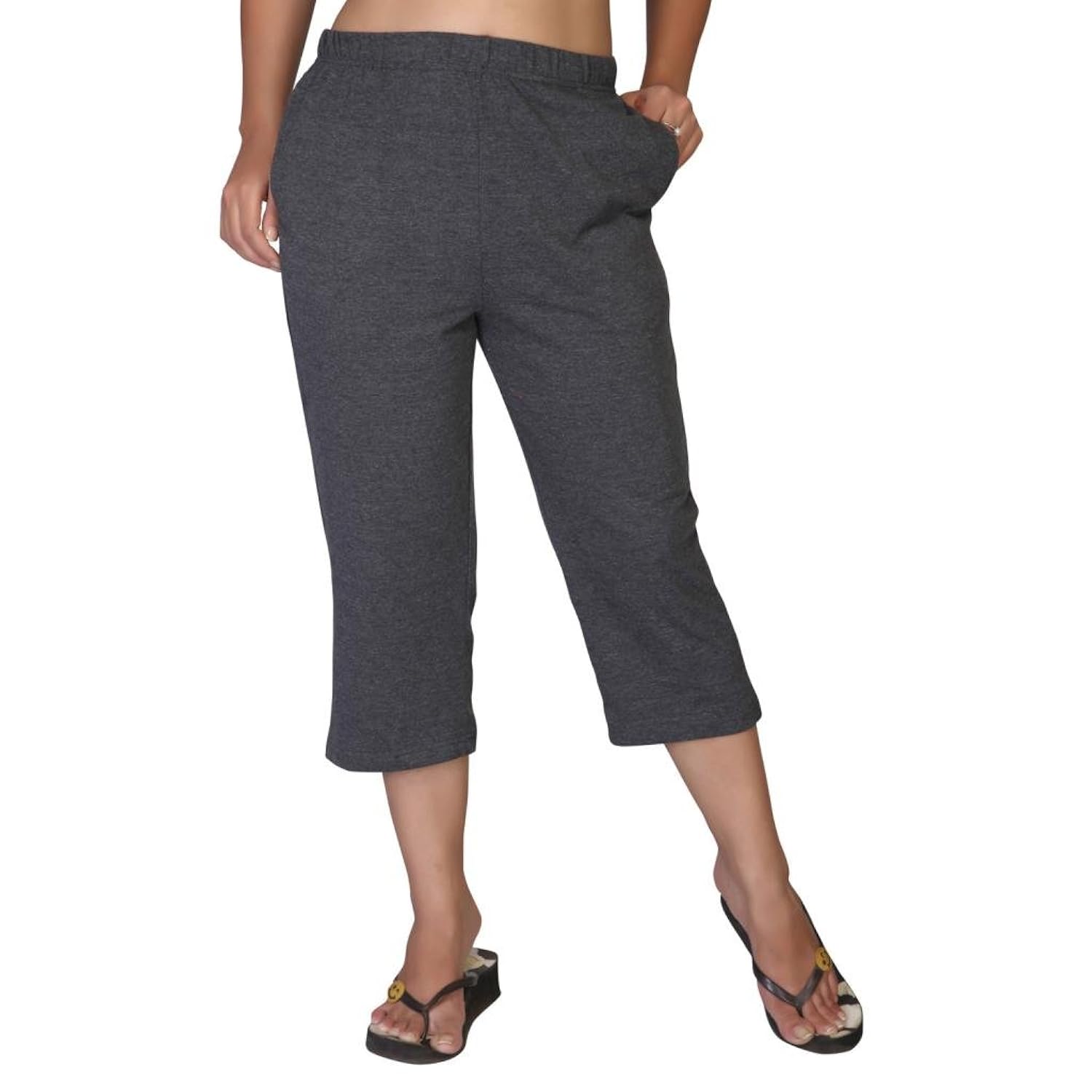 clifton women's solid capri - charcoal melange