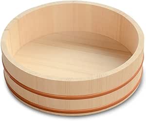10.6 Inch Wooden Sushi Rice Bowl Hangiri Sushi Oke Rice Mixing Tub