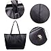 Jack&Chris Black Genuine Leather Designer Handbags Work Tote Shoulder Bags for Women,WBDZ038 Black