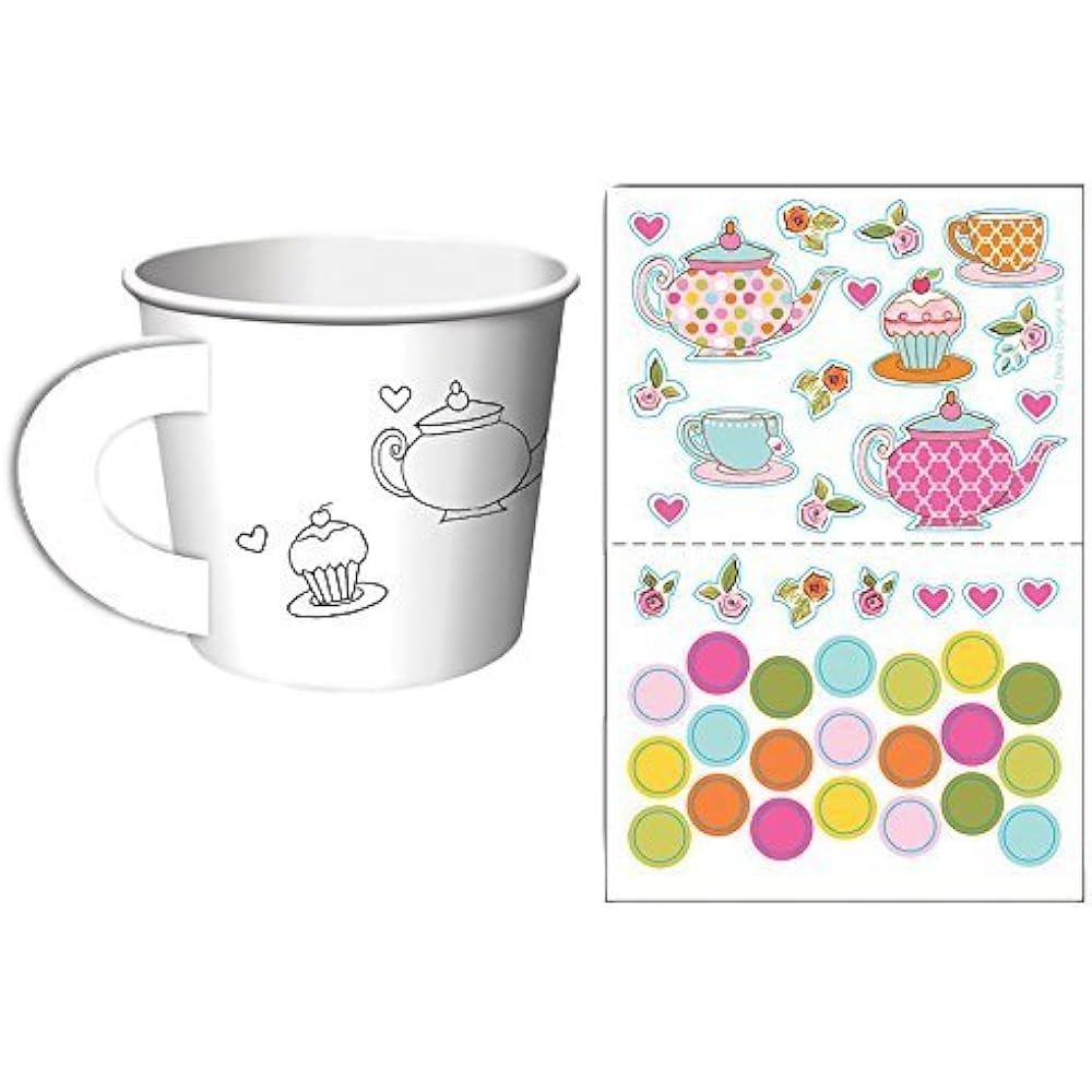 Tea Time Party Decorate Your Own Favor Cups 12 Ct Toys Games