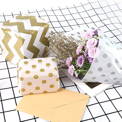 VGOODALL Seidenpapier, 80 Blatt Geschenkpapier Metallic Seidenpapier Gold Silber für Geschenk Geburtstag Hochzeit Hochzeit Weihnachten