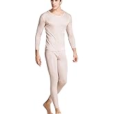 METWAY Silk Long Underwear Men's Mulberry Silk Long Johns Top and Bottom Thermal Underwear Set/Base Layer