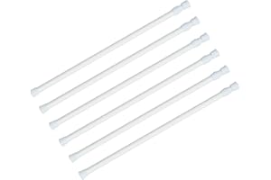 KXLife 6 Pack Spring Tension Rods for Windows 28 to 48 Inch, Adjustable Expandable Small Curtain Tension Rods No Drill for Kitchen, Bathroom, Doorway, Cupboard(White)