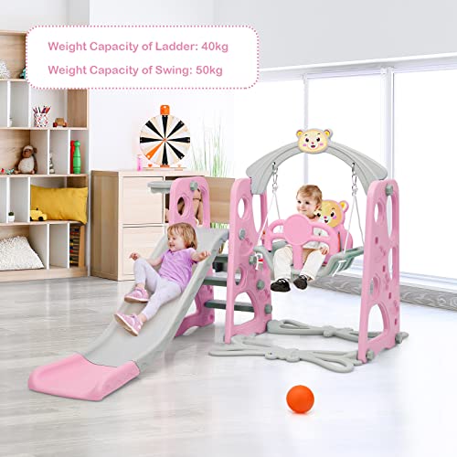 Costzon 4 in 1 Toddler Swing and Slide Set, Kids Play Climber Slide