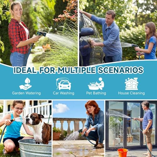 Tubo Estensibile da Giardino - Migliorato Ttubo Acqua Giardino Resistente, Canna dell'acqua con Pistola da Giardino, Non-perde Gomma per Innaffiare,15 Metri Tubo Irrigazione, Tubo Flessibile Giardino