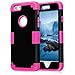 Plastic Rubber iPhone 6S Case Heavy Duty, Travel Case iPhone 6 Case for Women Girls, Hybrid Defender Case iPhone 6 Rose Black Case iPhone 6 Carrying Case for Apple iPhone 6 Phone Case and iPhone 6S