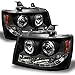 AKKON - For Chevy Suburban Avalanche Tahoe Black Dual Halo Ring LED DRL Projector Replacement Headlights Lamp