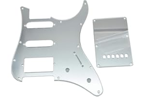 KAISH Guitar HSS Pickguard and Tremolo Trem Cover Back Plate fits Yamaha PACIFICA Guitar Silver Mirror