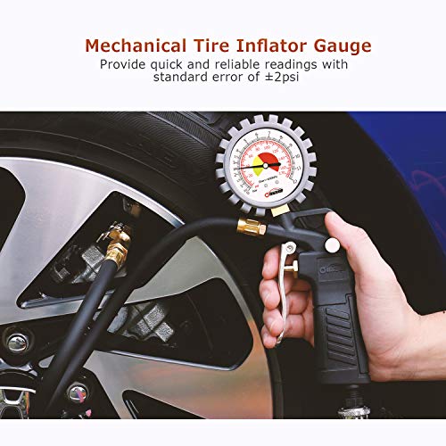 Oasser Tire Inflator with Pressure Gauge 170PSI Tire Gauge Inflator Air Compressor Accessories with Brass Air Chuck Quick Connect Coupler - Thumbnail 5