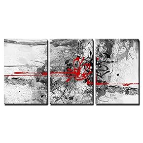 3 Piece Canvas Wall Art - Highly Detailed Grunge Abstract Textured Collage with Space for Your Text - Modern Home Art Stretched and Framed Ready to Hang - 16"x24"x3 Panels
