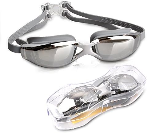 Swimming Goggles, Non Leaking Mirrored Goggles Swim Glasses With Comfort Fit, Anti Fog & UV Protection & Clear Vision for Adult Men Women Youth Kids (silver)