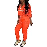 EOSIEDUR Women 2 Piece Outfits Tracksuit Jumpsuits Lightweight Windbreaker Pullover Jacket Crop Top Pants Set