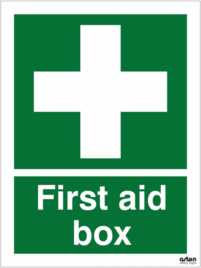 First aid box sign. 150mm x 200mm (Self Adhesive Sticker) Amazon.co.uk DIY & Tools