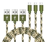 Vanzon xi-177-cable Long Nylon Braided High Speed USB to Micro USB Charging Cables Samsung Fast Charger Android Cord for Samsung Galaxy S7 Edge/S6/S4, Note 5/4, Nexus Camouflage - 3 Piece - Green