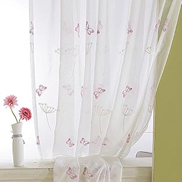 Amazon Com Zzc Sheer Drape Butterfly Pastoral Voile W75 L84 Inch