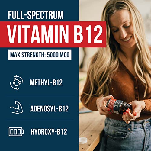 BioActive Vitamin B12 5000 mcg, Contains 3 BioActive B12 Forms Plus