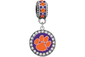 Final Touch Gifts University of Clemson Crystal Charm Fits Compatible with Pandora Style Bracelets…