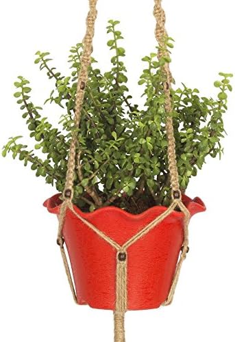 Jute Macrame Plant Hanger, 4 Legs 48 inch Length, #1 Best Recommended For Indoors, Outdoors, Round &amp; Square Pots, Unique Design, Hand Knotted, Retro Feeling &amp; Unmatched Finesse.