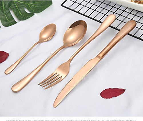 EDOU 4 Piece Rose gold Cutlery Set Stainless Steel Including Fork Spoons Knife Tableware for Home, Kitchen or Restaurant (ROSEGOLD)
