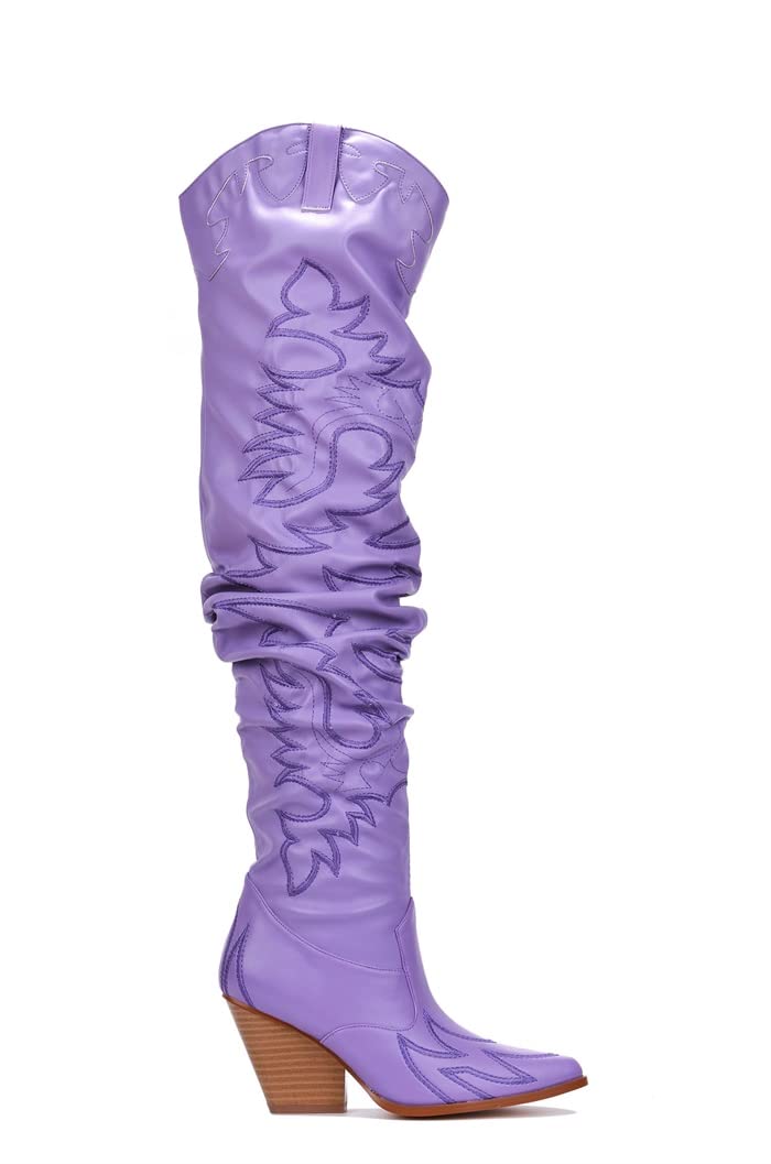 Cape Robbin Kelsey-30 Rock Star Western Pointed Slouchy Over Knee Thigh Boot Lilac sz:6 Image