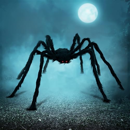 JOYIN Giant Halloween Spider, 5 Ft Black Hairy Prop for Indoor Outdoor Scary Haunted House Web Party Yard Decorations