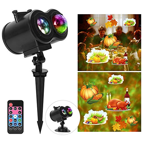 Ocean Wave Christmas Projector Lights, Remote Control 2-in-1 Moving Patterns W/Water Wave LED Landscape Holiday Night Lights Waterproof Outdoor Indoor Xmas Party Yard Garden Decorations, 16 Slides - Thumbnail 3