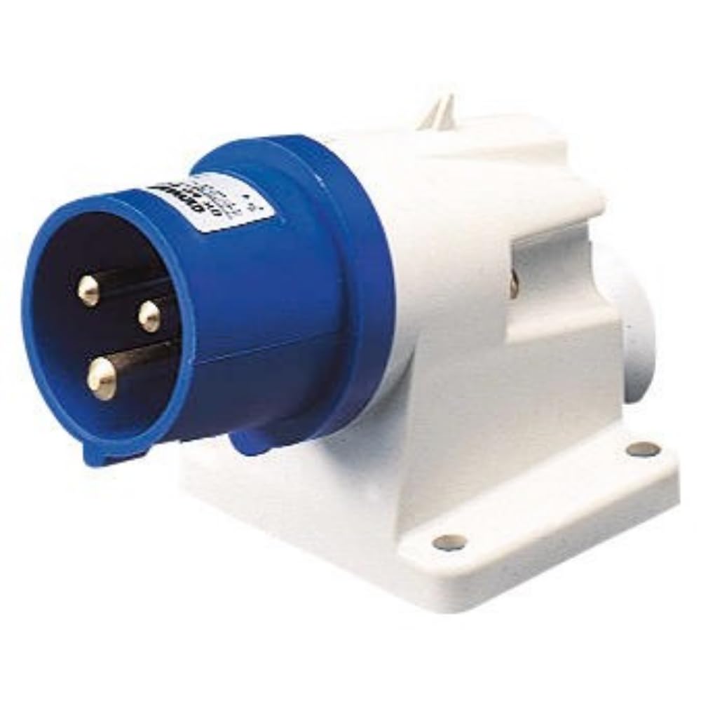 Gewiss GW60404 Low Voltage Screw Wiring 90 Degree Angled Surface Mounting Inlet, IP44, 2P+E Pole, 200V-250V, 16 A, 50 Hz/60 Hz, Blue