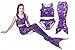 Owone Box Girls 3 Pcs Swimmable Princess Mermaid Tail Bikini Bathing Swimsuit Swimwear Purple 8T, Rainbow 2, 7-8 Years