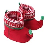 Taiycyxgan Baby Boys Girls Christmas Slipper Shoes Toddler Booties Red