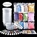 Slime Making Materials kit, Teenitor 10 pcs Slime Storage Containers and12 pcs Glitter Jars, 10 Pack Foam Beads, 3 pcs Fishibowl Beads, 2 Pack Confetti& 2 Pack Fruits Pieces for Art DIY Slime
