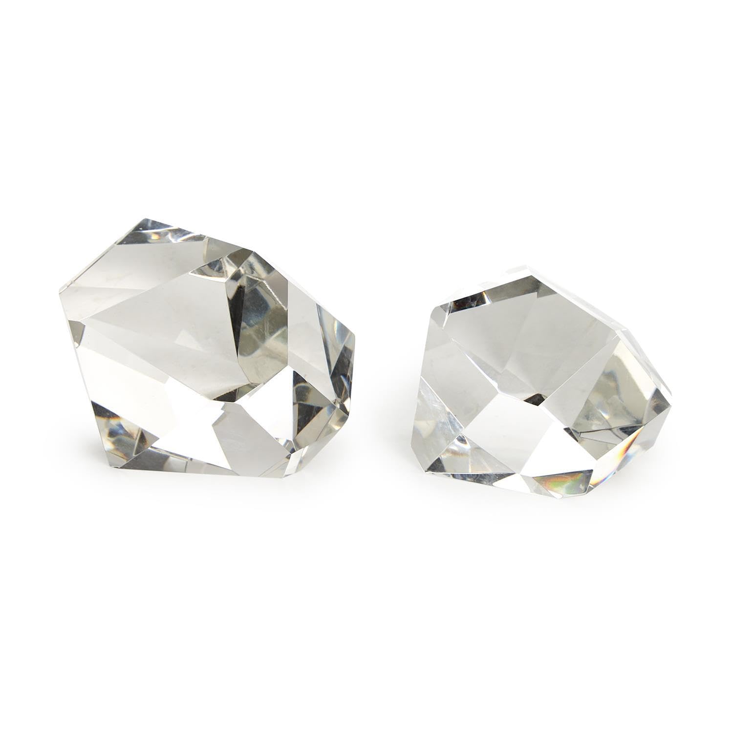 Photo 1 of Two's Company Modernist Crystal Prism Paperweight Sculpture, Set of 2, with 2 Different Designs, Crystal Clear Glass