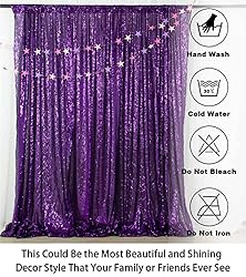 ShinyBeauty Sequin Backdrop Curtain Purple 5FTx10FT