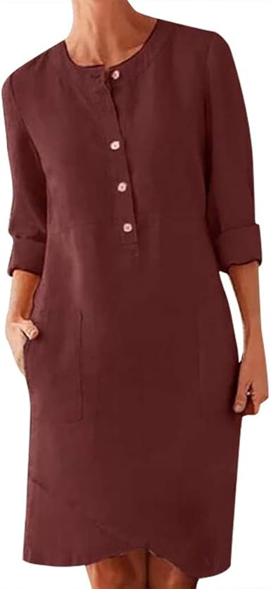 midi shift dress with sleeves