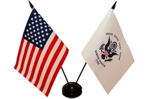 ZIGVERT America & Coast Guard Twin Desk Flag, USA Coast Guard and American Table Flag, 8 x 5 Inches US & Coast Guard Military Office Desk Table Flags -Coast Guard Decorations, USA & Coast Guard Stick Flag