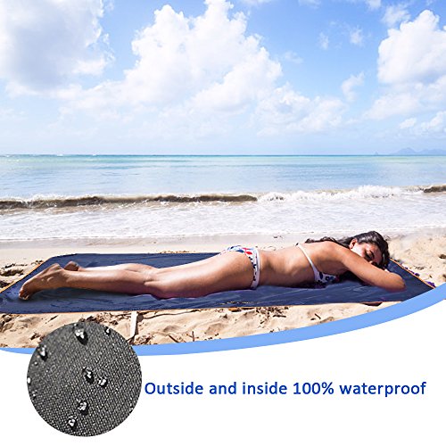 Beach Blanket,Edobil Outdoor Waterproof Travel Bag & Picnic Mat in one, Multifunctional Foldable Lightweight Picnic Blanket Bag for Outdoor Travel,Mountaineering,Beach,Camping,Picnic (Black) - Thumbnail 4