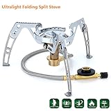 Aikoi Portable Collapsible Ultralight Folding Split Stove for Cookout, Hiking, Camping, Outdoor Backpacking, Fishing, BBQ Burner (Silver)