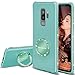 Henpone Samsung S9 Plus Case for Women, Glitter Girls Girly Phone Cover with Kickstand Grip Finger Ring Stand Slim Protective Luxury Diamond Sparkle Bling Galaxy S9 Plus Case - Green