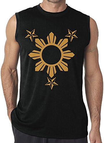 Men's 3 Stars and Sun Filipino Philippines Flag Sleeveless Tee Muscle T-Shirts for Running
