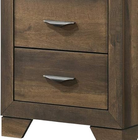 Amazon Com Benjara 2 Drawer Wooden Nightstand With Metal Carved Pulls And Bracket Feet Brown Furniture Decor