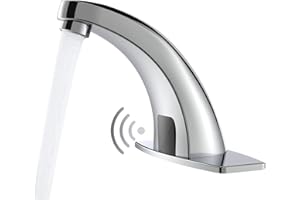 Greenspring Touchless Bathroom Sink Faucet Commercial Hands Free Automatic Sensor Faucet by AC/DC Powered with Control Box and Temperature Mixer, Chrome