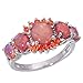CiNily Rhodium Plated Created Orange Fire Opal Orange Garnet Women Jewelry Gemstone Ring Size 9
